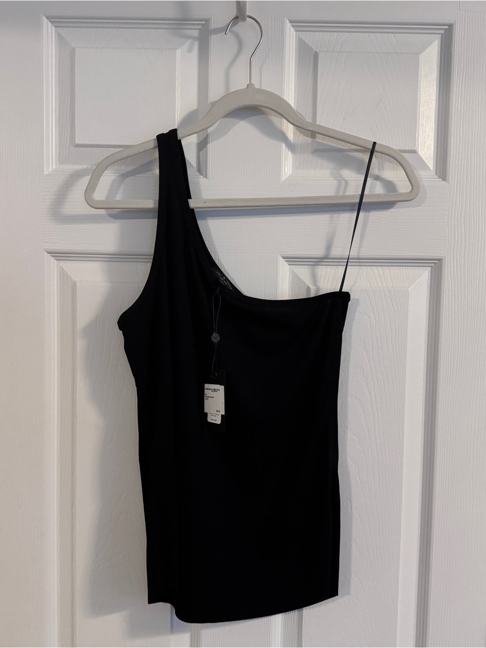 Rag and Bone Asymmetric One-Shoulder Black Women's Tank Top